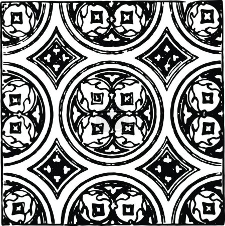 Illustration for Tessellation black and white vintage vector illustration - Royalty Free Image