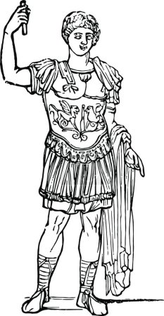 Ilustración de Soldado romano, ilustración vectorial simple grabado - Imagen libre de derechos