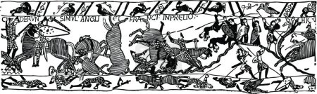 Ilustración de Batalla de Hastings, ilustración vectorial simple grabada - Imagen libre de derechos