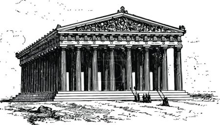 Ilustración de Partenón, ilustración vectorial simple grabada - Imagen libre de derechos