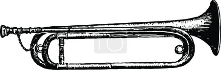 Illustration for Trumpet black and white vintage vector illustration - Royalty Free Image