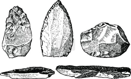 Ilustración de Instrumentos paleolíticos, ilustración vectorial simple grabada - Imagen libre de derechos