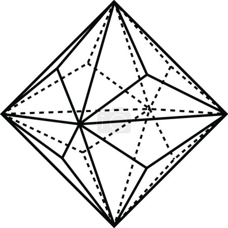 Illustration for Triakis Octahedron, engraved simple vector illustration - Royalty Free Image