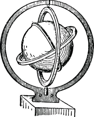 Ilustración de Giroscopio, ilustración vectorial simple grabada - Imagen libre de derechos