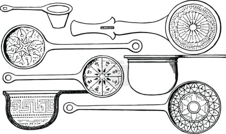 Ilustración de Utensilios de cocina de Pompeya, ilustración vectorial simple grabado - Imagen libre de derechos