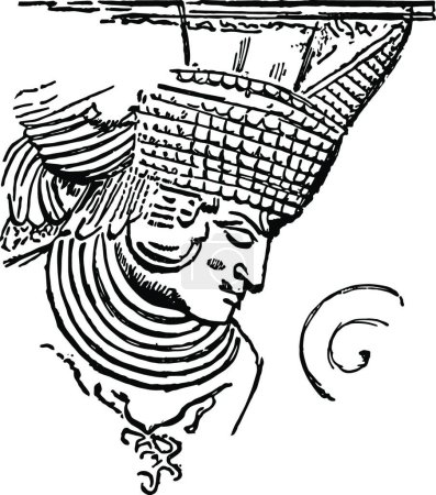 Ilustración de Chichén-Itzá Bajorrelieve, ilustración vectorial simple grabada - Imagen libre de derechos