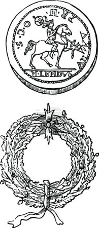 Ilustración de Corona de moneda, grabado simple vector ilustración - Imagen libre de derechos