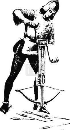 Illustration for Crossbowman, engraved simple vector illustration - Royalty Free Image