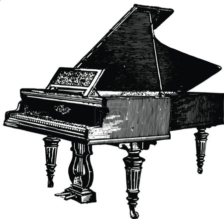 Ilustración de Piano, ilustración vectorial simple grabado - Imagen libre de derechos