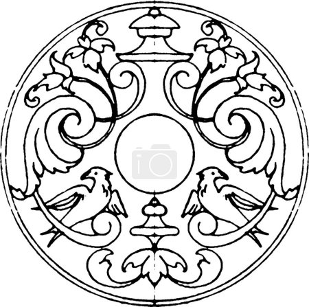 Illustration for "Decoration of Escutcheons Strap-Work Frame was used as snuff-box" - Royalty Free Image