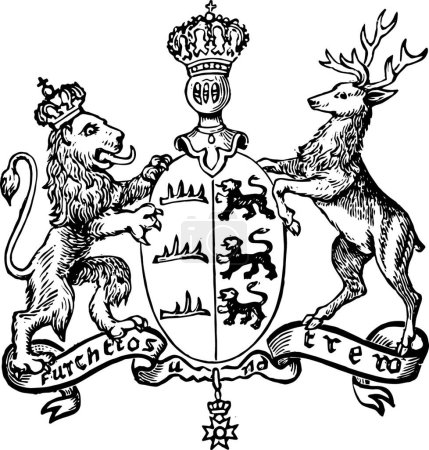 Ilustración de El Gran Sello de Wrtemberg es un escudo de armas europeo, ilustración vintage - Imagen libre de derechos