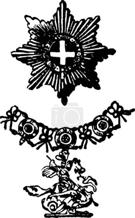 Illustration for "The Garter is a military decoration of Europe, vintage illustrat" - Royalty Free Image