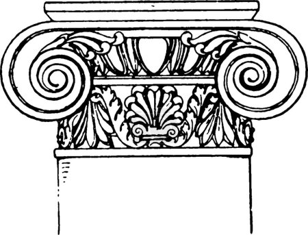 Ilustración de Capital romano-jónico, diseño de pergamino enrollado en ambos lados - Imagen libre de derechos