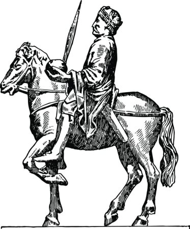 Ilustración de Carlomagno, ilustración vectorial simple grabada - Imagen libre de derechos
