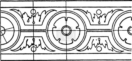 Illustration for Popular Renaissance Rosette Band pattern, engraved simple vector illustration - Royalty Free Image