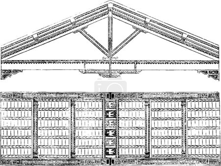 Illustration for Profile of San Miniato al Monte, view from beneath of the Rafter - Royalty Free Image