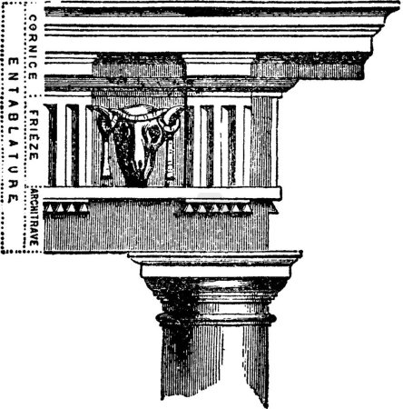 Ilustración de "Entablanture, superestructura, grabado vintage." - Imagen libre de derechos