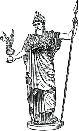 Ilustración de Athena, ilustración vectorial simple grabada - Imagen libre de derechos