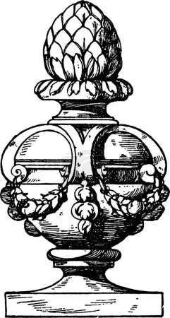 Illustration for "Finial Modern Vase, Medals,  vintage engraving." - Royalty Free Image