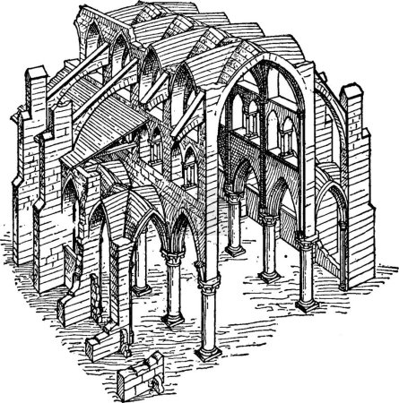 Ilustración de "Constructive System of a Gothic Church, the principles of isolat" - Imagen libre de derechos