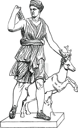 Illustration for Artemis vintage vector illustration - Royalty Free Image