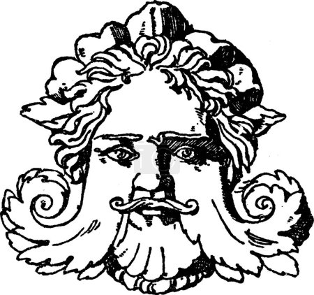 Ilustración de Grotesque Mask es un diseño renacentista italiano veneciano, ilustración vectorial vintage - Imagen libre de derechos