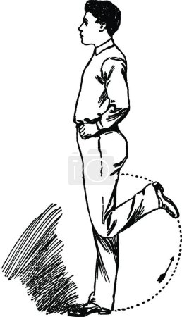 Illustration for Exercise black and white vintage vector illustration - Royalty Free Image