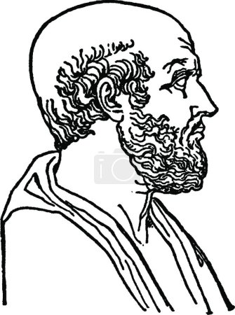 Illustration for Hippocrates black and white vintage vector illustration - Royalty Free Image