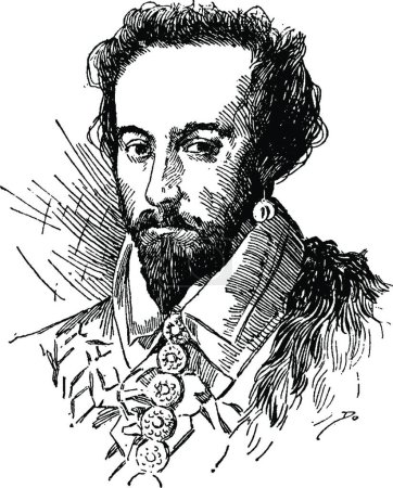 Illustration for "Sir Walter Raleigh, vintage illustration" - Royalty Free Image