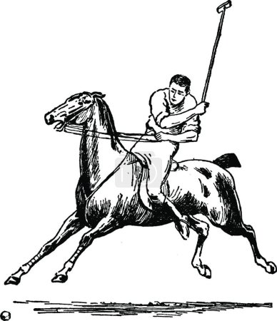 Illustration for Polo vintage illustration, black and white engraving - Royalty Free Image