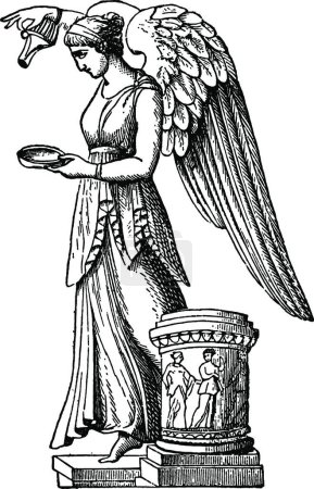 Illustration for Hebe Goddess black and white engraving - Royalty Free Image