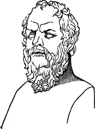 Téléchargez les illustrations : Socrates, vintage illustration vector illustration - en licence libre de droit