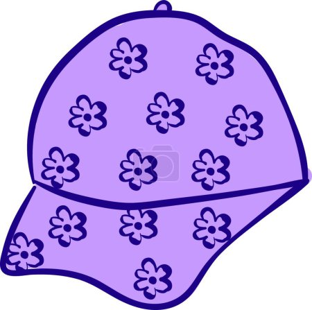 Illustration for "Purple floral cap, illustration, vector on white background" - Royalty Free Image