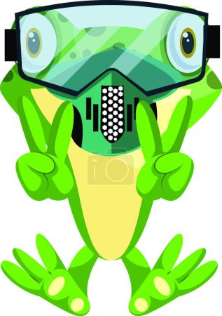 Illustration for Cheerful frog diving with a diving mask, illustration, vector - Royalty Free Image