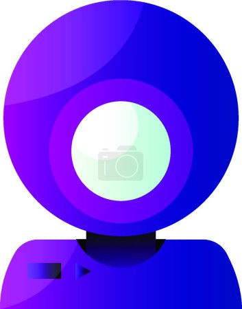Illustration for "Vector icon illustration of a purple round webcam on white backg" - Royalty Free Image
