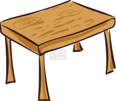 Téléchargez les illustrations : Dessin d'une table à manger en bois, illustration vectorielle ou couleur - en licence libre de droit