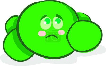 Illustration for "A color illustration of a woeful green peas, vector or color ill" - Royalty Free Image