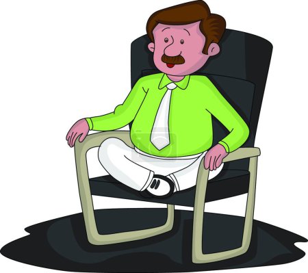 Téléchargez les illustrations : "Vector of worried businessman with legs crossed on chair." - en licence libre de droit