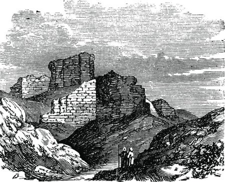 Ilustración de "Ruinas del Palacio Principal en Babilonia grabado vintage
." - Imagen libre de derechos