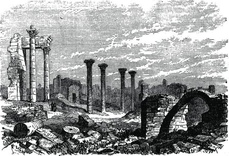 Ilustración de "Ruinas de Bozrah, ciudad capital de Edorn, Jordania, ahora Bouseira vi
" - Imagen libre de derechos