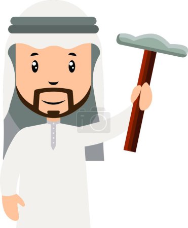 Téléchargez les illustrations : Homme arabe avec marteau, simple icône vectorielle - en licence libre de droit