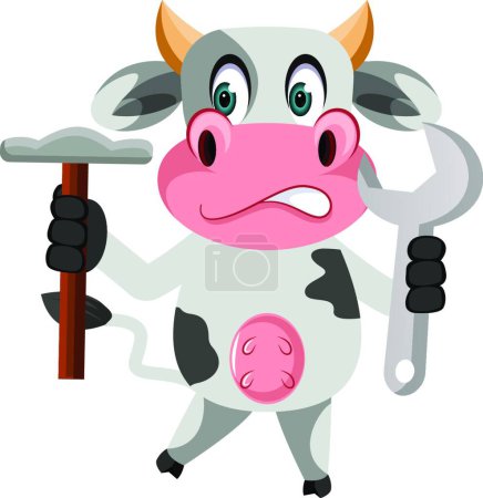 Ilustración de Vaca con martillo, ilustración, vector sobre fondo blanco
. - Imagen libre de derechos