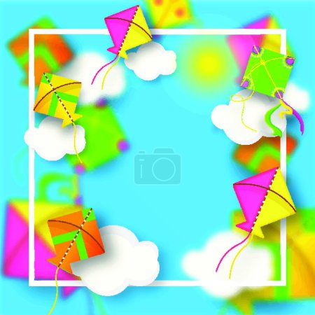 Illustration for Colorful kites frame, vector illustration simple design - Royalty Free Image