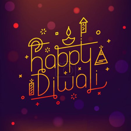Photo pour "Typographie élégante de Happy Diwali avec pétards et lam huile" - image libre de droit