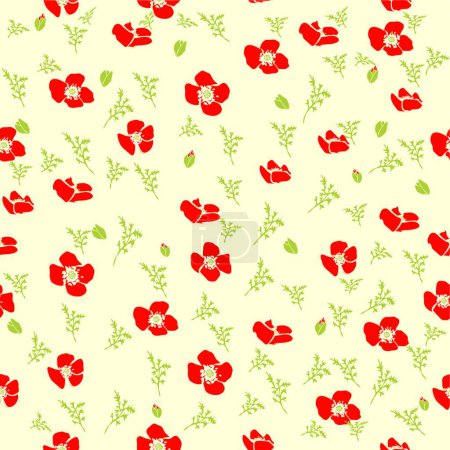 Illustration for "vector poppy pattern, vector illustration simple design - Royalty Free Image