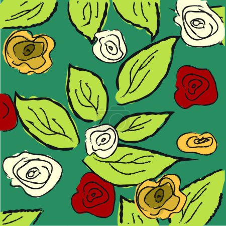 Illustration for Greeting poster Background with roses flowers - Royalty Free Image