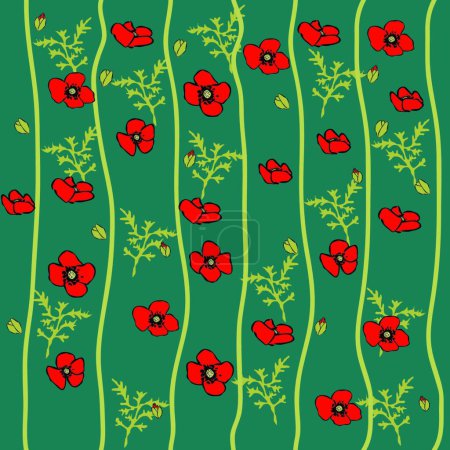 Illustration for Vector poppy seamless pattern - Royalty Free Image