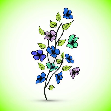 Ilustración de Tarde en el jardín floreciendo cerezo, vector ilustración diseño simple - Imagen libre de derechos