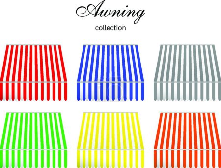 Illustration for "triped awning collection in 6 color, vector illustration simple design - Royalty Free Image