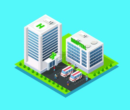 Illustration for "Hospital Isometric 3d Building" - Royalty Free Image